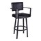 Armen Living Balboa 26" Counter Height Swivel Vintage Black Faux Leather and Metal Bar Stool with Arms LCBBARBABLVB26 - alternate 1